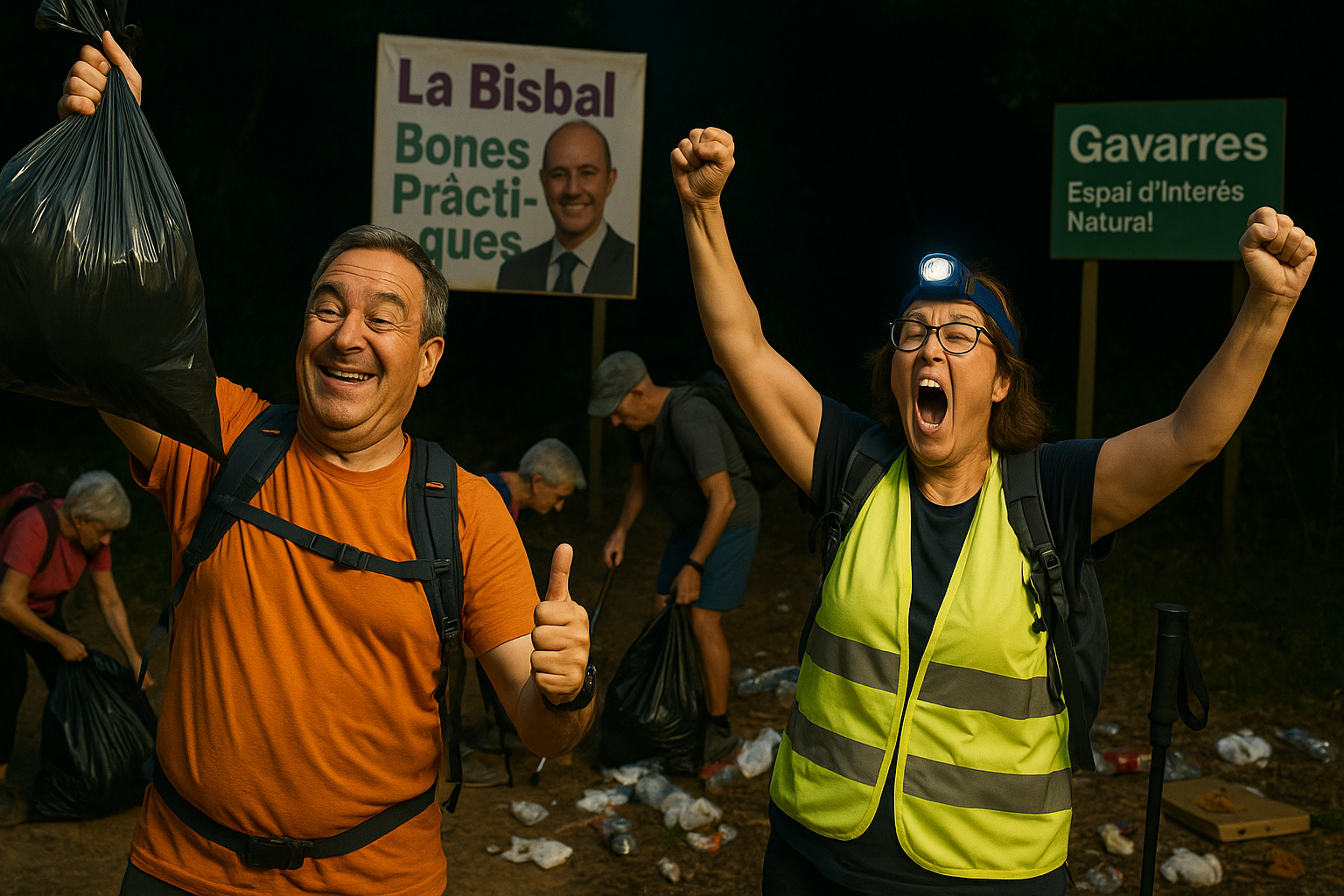 La Bisbal: Orgullo de «Bones Pràctiques» en la Caminada Nocturna Mientras las Gavarres Lloran de Suciedad